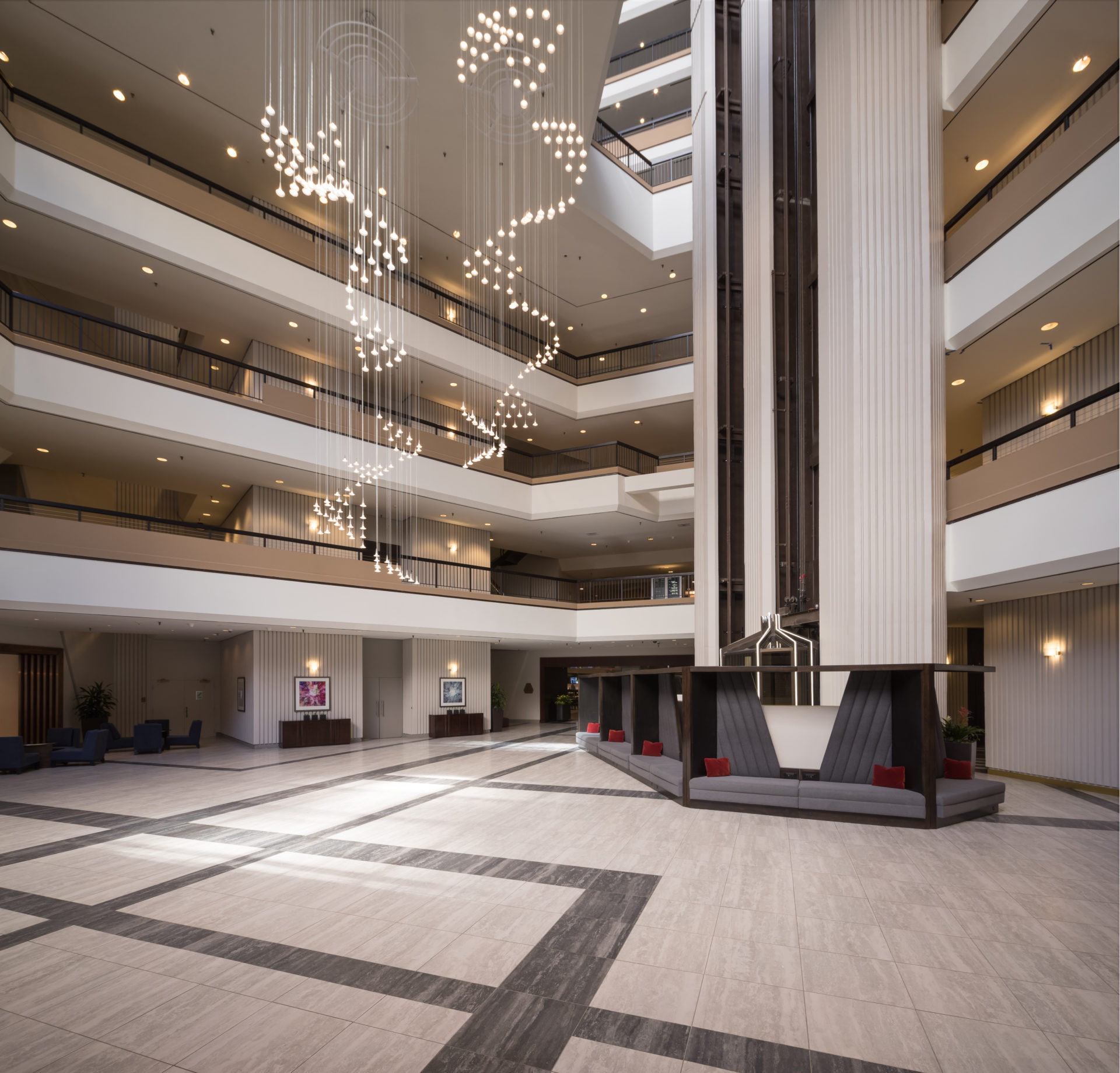 Beautiful design of lobby at Hilton Hotel