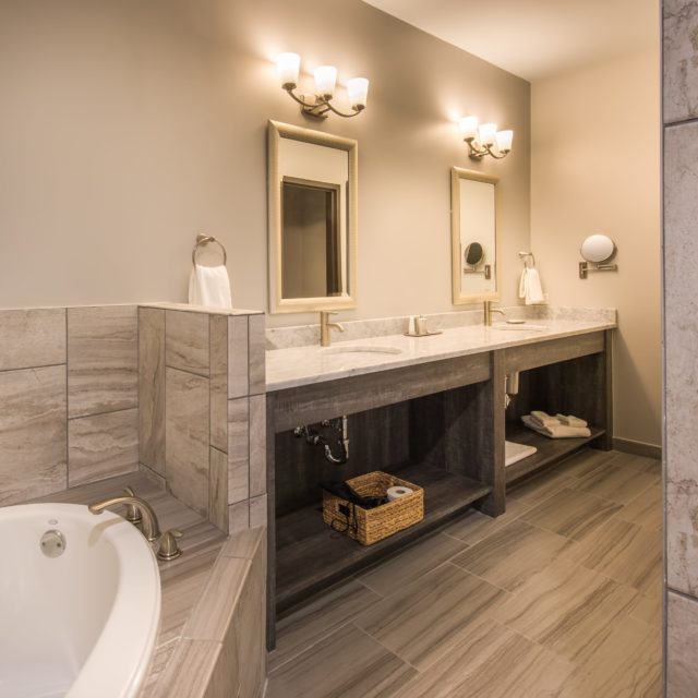 Beautiful bathrooms in resort rooms