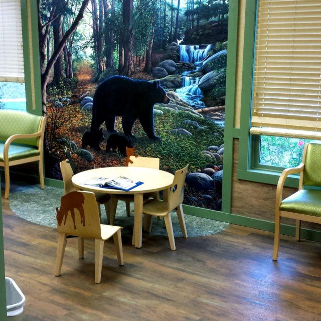 Pediatrics reception area with LVT